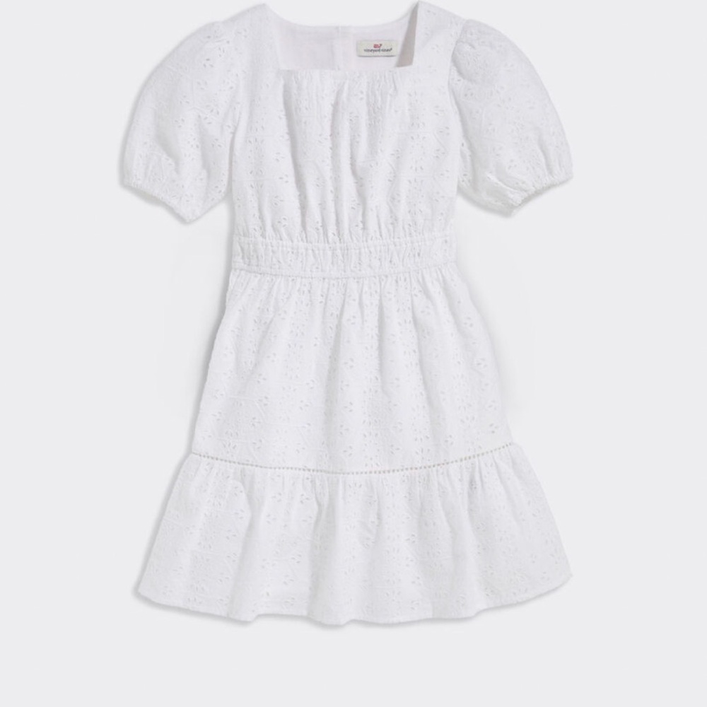Vineyard Vines White Eyelet Puff-Sleeve Sundress